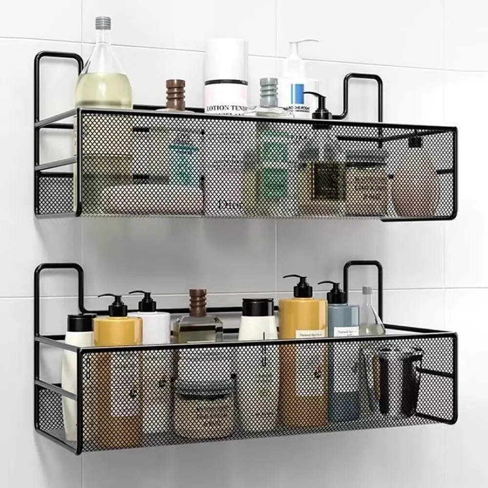 Metal Bathroom Wall Mounted Storage Rack – Shower Caddy Organizer Shelf